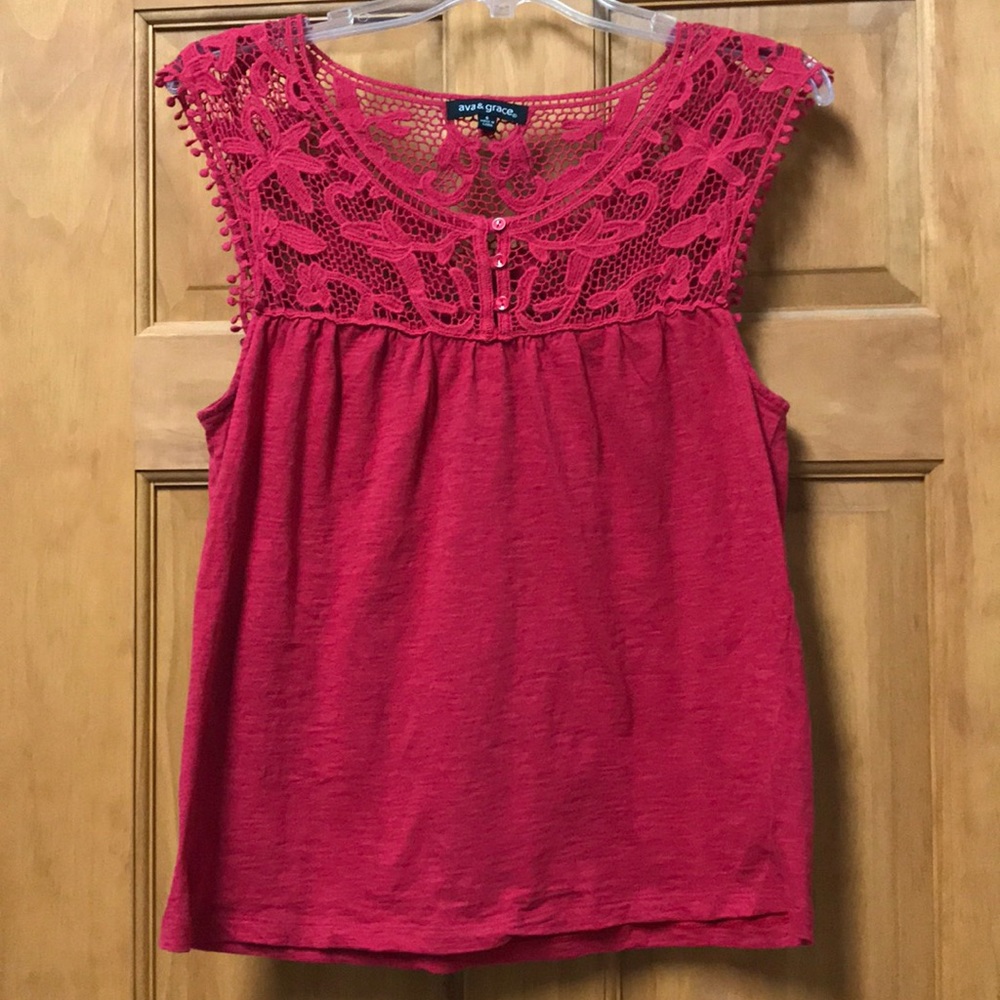 Red Cutout Lace Top